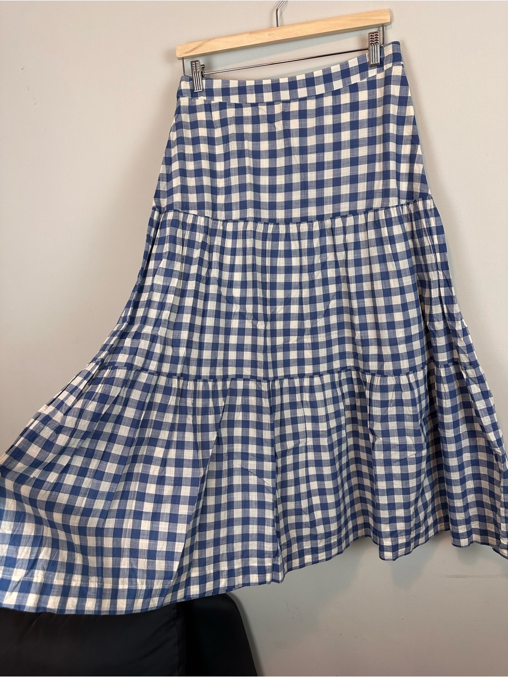 GAP Tiered Maxi Skirt Blue White Gingham Cotton Cottagecore Women’s 8 - Picture 3 of 12